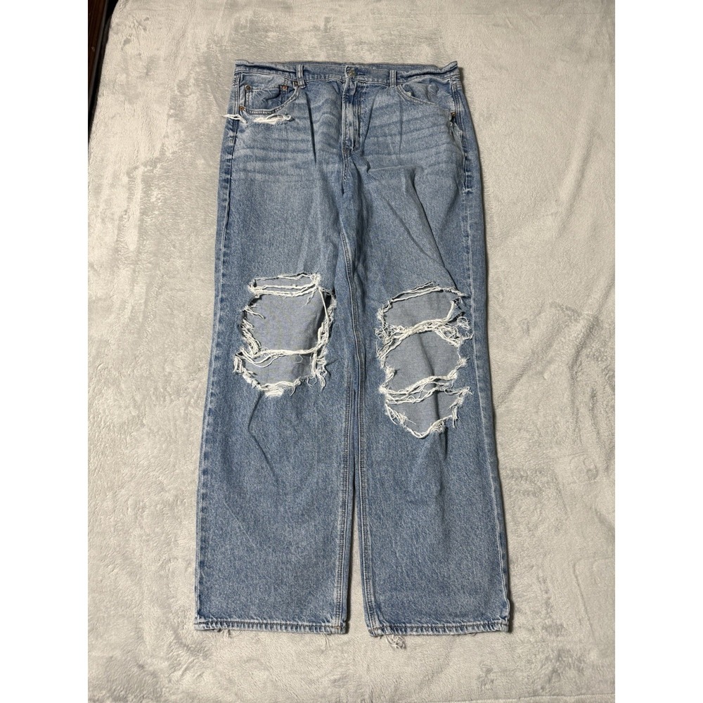 American Eagle Jeans Women's 18 Blue Super Highest Rise Baggy Straight 36x30.5